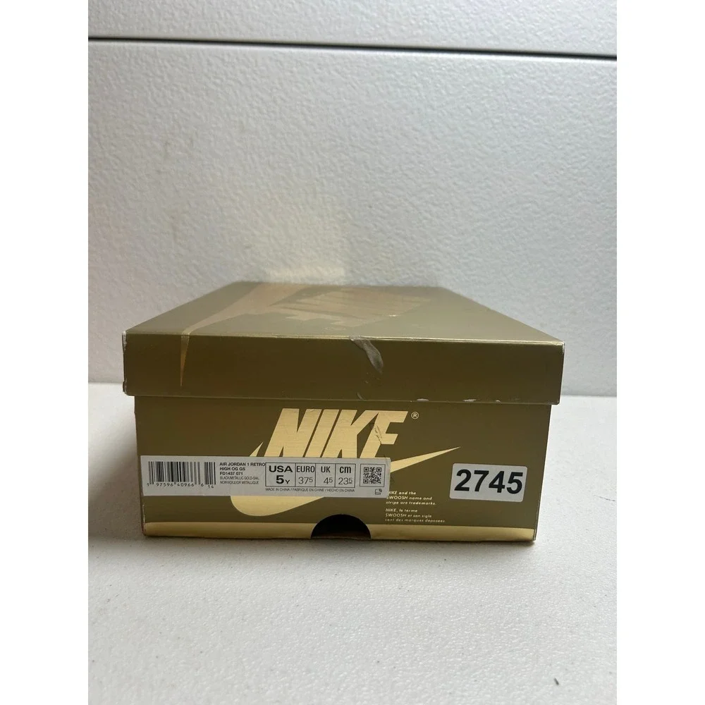 Air Jordan 1 Retro High OG GS Metallic Gold Black 6.5w (5y) #2745
